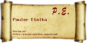 Pauler Etelka névjegykártya